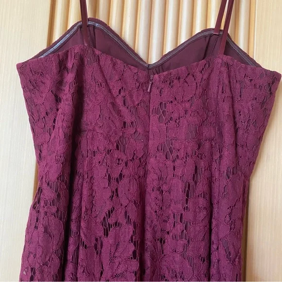 Anthropologie Fame and Partners Twilight dress strapless lace gown wine red - Picture 7 of 16
